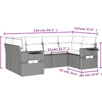 6-tlg. Garten-Sofagarnitur mit Kissen Schwarz Poly Rattan