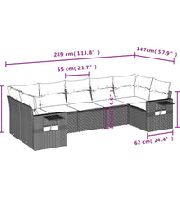 7-tlg. Garten-Sofagarnitur mit Kissen Braun Poly Rattan