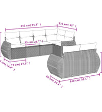 7-tlg. Garten-Sofagarnitur mit Kissen Schwarz Poly Rattan