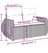 7-tlg. Garten-Sofagarnitur mit Kissen Grau Poly Rattan