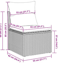 7-tlg. Garten-Sofagarnitur mit Kissen Hellgrau Poly Rattan