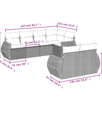 7-tlg. Garten-Sofagarnitur mit Kissen Braun Poly Rattan