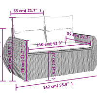 7-tlg. Garten-Sofagarnitur mit Kissen Braun Poly Rattan