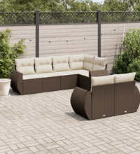 7-tlg. Garten-Sofagarnitur mit Kissen Braun Poly Rattan