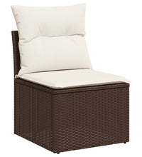 8-tlg. Garten-Sofagarnitur mit Kissen Braun Poly Rattan