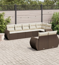 8-tlg. Garten-Sofagarnitur mit Kissen Braun Poly Rattan