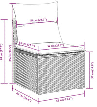 9-tlg. Garten-Sofagarnitur mit Kissen Hellgrau Poly Rattan