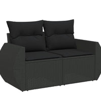 8-tlg. Garten-Sofagarnitur mit Kissen Schwarz Poly Rattan