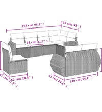 8-tlg. Garten-Sofagarnitur mit Kissen Schwarz Poly Rattan