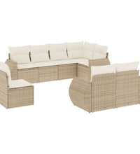 8-tlg. Garten-Sofagarnitur mit Kissen Beige Poly Rattan