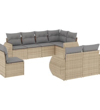 8-tlg. Garten-Sofagarnitur mit Kissen Beige Poly Rattan