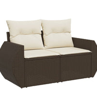 8-tlg. Garten-Sofagarnitur mit Kissen Braun Poly Rattan