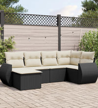 6-tlg. Garten-Sofagarnitur mit Kissen Schwarz Poly Rattan