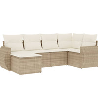 6-tlg. Garten-Sofagarnitur mit Kissen Beige Poly Rattan