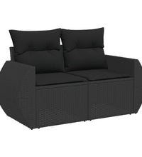 7-tlg. Garten-Sofagarnitur mit Kissen Schwarz Poly Rattan