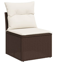 7-tlg. Garten-Sofagarnitur mit Kissen Braun Poly Rattan