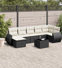 8-tlg. Garten-Sofagarnitur mit Kissen Schwarz Poly Rattan