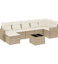 8-tlg. Garten-Sofagarnitur mit Kissen Beige Poly Rattan