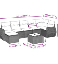 8-tlg. Garten-Sofagarnitur mit Kissen Beige Poly Rattan