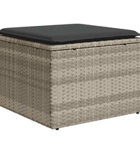 8-tlg. Garten-Sofagarnitur mit Kissen Hellgrau Poly Rattan