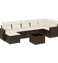 8-tlg. Garten-Sofagarnitur mit Kissen Braun Poly Rattan