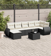 7-tlg. Garten-Sofagarnitur mit Kissen Schwarz Poly Rattan