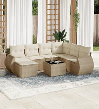 8-tlg. Garten-Sofagarnitur mit Kissen Beige Poly Rattan