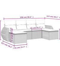 6-tlg. Garten-Sofagarnitur mit Kissen Braun Poly Rattan