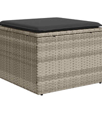 8-tlg. Garten-Sofagarnitur mit Kissen Hellgrau Poly Rattan