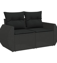 6-tlg. Garten-Sofagarnitur mit Kissen Schwarz Poly Rattan