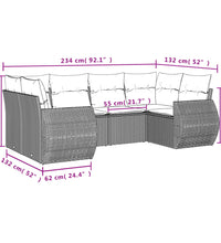 6-tlg. Garten-Sofagarnitur mit Kissen Schwarz Poly Rattan