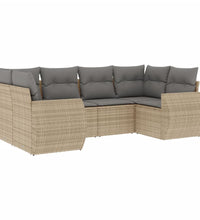 6-tlg. Garten-Sofagarnitur mit Kissen Beige Poly Rattan