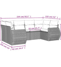 6-tlg. Garten-Sofagarnitur mit Kissen Hellgrau Poly Rattan