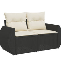 7-tlg. Garten-Sofagarnitur mit Kissen Schwarz Poly Rattan