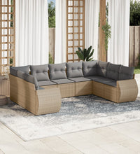 9-tlg. Garten-Sofagarnitur mit Kissen Beige Poly Rattan