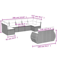 9-tlg. Garten-Sofagarnitur mit Kissen Schwarz Poly Rattan