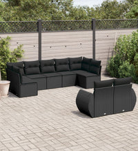 9-tlg. Garten-Sofagarnitur mit Kissen Schwarz Poly Rattan