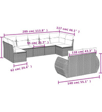 9-tlg. Garten-Sofagarnitur mit Kissen Beige Poly Rattan