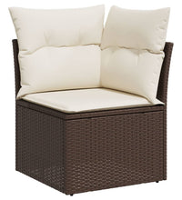 9-tlg. Garten-Sofagarnitur mit Kissen Braun Poly Rattan