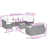 10-tlg. Garten-Sofagarnitur mit Kissen Braun Poly Rattan