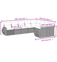 9-tlg. Garten-Sofagarnitur mit Kissen Beige Poly Rattan