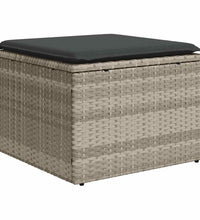 10-tlg. Garten-Sofagarnitur mit Kissen Hellgrau Poly Rattan