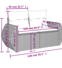 10-tlg. Garten-Sofagarnitur mit Kissen Braun Poly Rattan