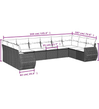 11-tlg. Garten-Sofagarnitur mit Kissen Grau Poly Rattan