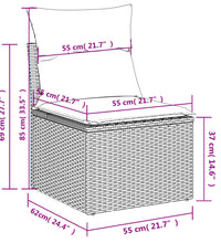 11-tlg. Garten-Sofagarnitur mit Kissen Hellgrau Poly Rattan