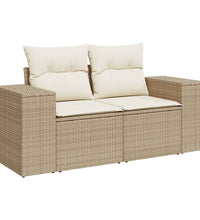 3-tlg. Garten-Sofagarnitur mit Kissen Beige Poly Rattan