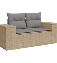 3-tlg. Garten-Sofagarnitur mit Kissen Beige Poly Rattan