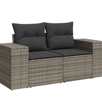 3-tlg. Garten-Sofagarnitur mit Kissen Grau Poly Rattan