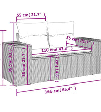 3-tlg. Garten-Sofagarnitur mit Kissen Hellgrau Poly Rattan