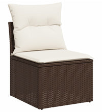 3-tlg. Garten-Sofagarnitur mit Kissen Braun Poly Rattan